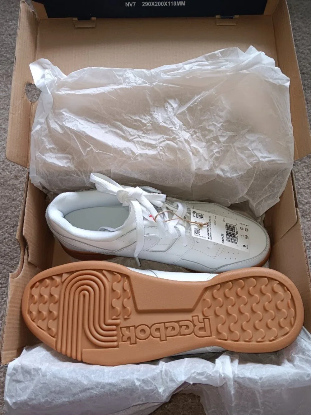 NWT Reebok Workout Plus Men's Size 8 Sneakers White Gum CN2126